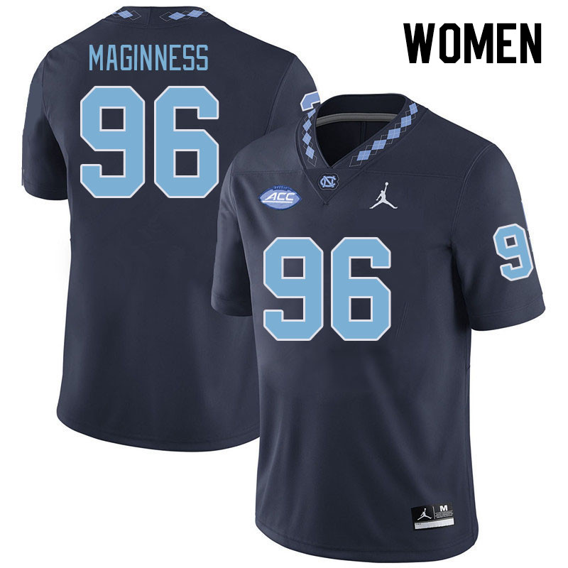 Women #96 Tom Maginness North Carolina Tar Heels College Football Jerseys Stitched-Navy